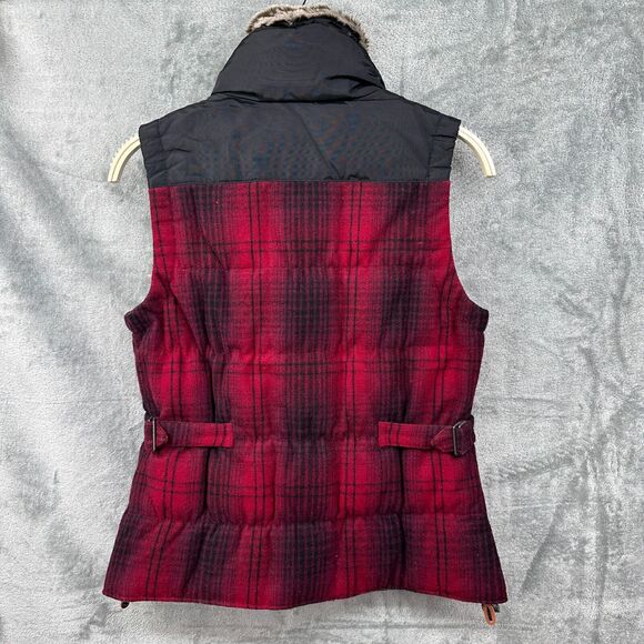 Eddie Bauer Yukon 550 Goose‎ Down Puffer Vest Women's Small Red Buffalo Plaid - Picture 3 of 6
